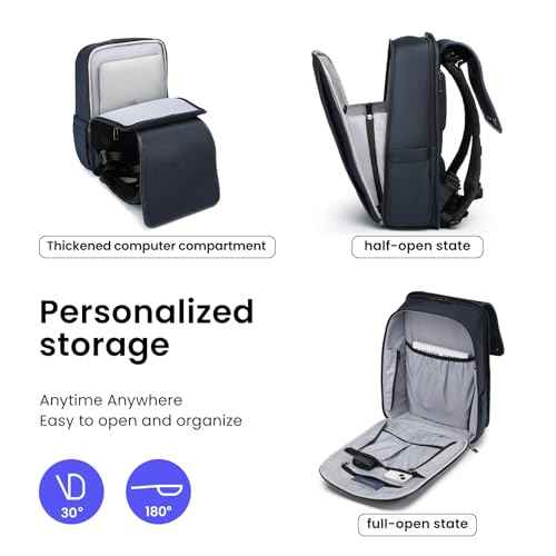 CROSSGEAR Smart Business Laptop Backpack Led Reflective Travel Backpack Three-Speed Adjustment Expandable Carry-On Laptop Bag for Cycling Work and Daily Use for Men Women,Dark Blue