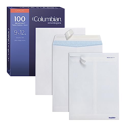Columbian 9 x 12 Security Envelopes 100 Pack Self Seal Tamper-Evident White