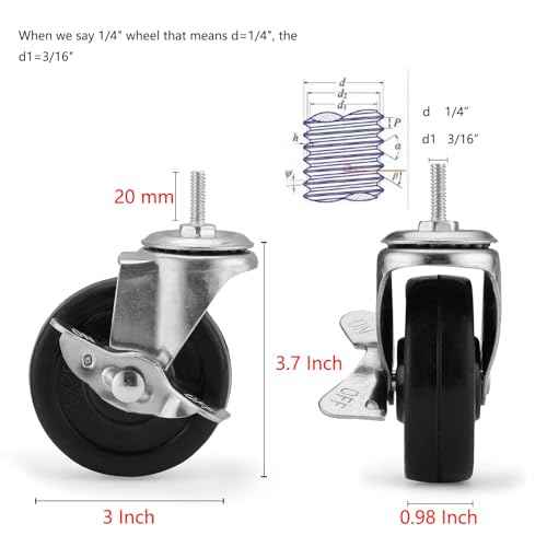 Caster Wheels for Organization & Storage Shelving, Set of 4, Casters for Metal Shelf Organizer, Replace Wire Rack Shelf Clothing Rack Leveling Feet or Plastic Wheel