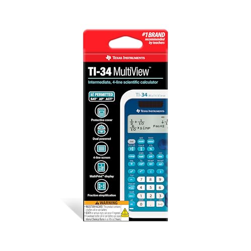 Blue Texas Instruments TI-34 MultiView Scientific Calculator for Middle School Math & Science