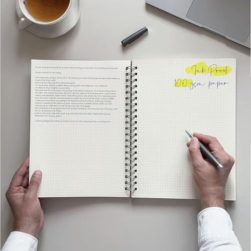 le vent 2 pack Grid Paper Large Spiral Notebook 8.5 x 11 with 100gsm Thick Paper - Square Graph Quad Ruled Notebooks for Math, Science, Engineering - 200 Pages of Lay Flat, Ink Proof Paper - A4