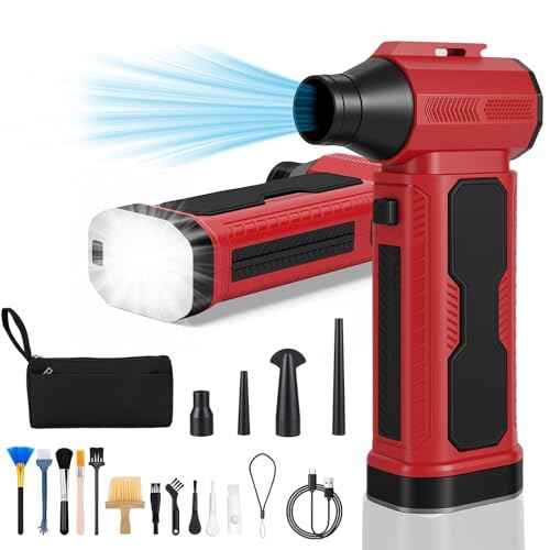 Electric Air Duster, 130,000RPM Compressed Air Duster with Flashlight ? 4-Speed Adjustable Cordless Air Blower for Keyboard PC Car & Home ? Super Power Rechargeable Mini Blower for Dust Cleaning