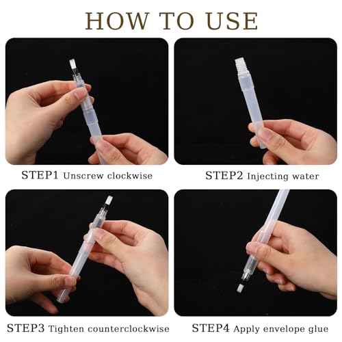 6 Pcs Envelope Moistener Letter Sealer Envelopes Sealer Pencil Style Envelope Moistener, Stamp Moistener with Nylon Brush Head Stamp Mailing Envelope Licker for Office Classroom, Clear