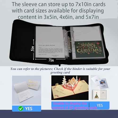 greeting card binder organizer Storage boxes and Display;christmas card photo album,Birthday card holder organizer, fit wedding card,Index card,Postcards invitation (black)