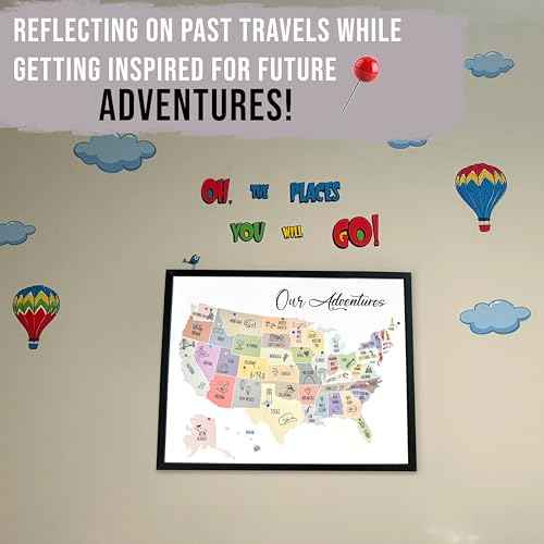 flinelife Usa Travel Map With Pins, 12X10, Our Adventures Travel Pin Board, 50 States Map, Perfect For Couples Gift