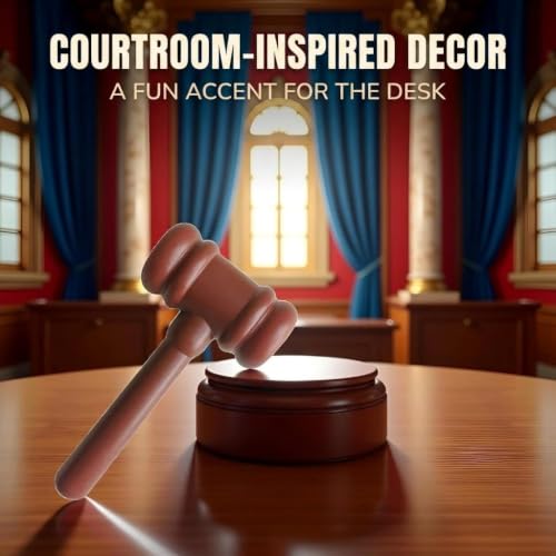 Wooden Judge Gavel Cartoon Style Costume Accessory for Courtroom Role Play & Desk Decor
