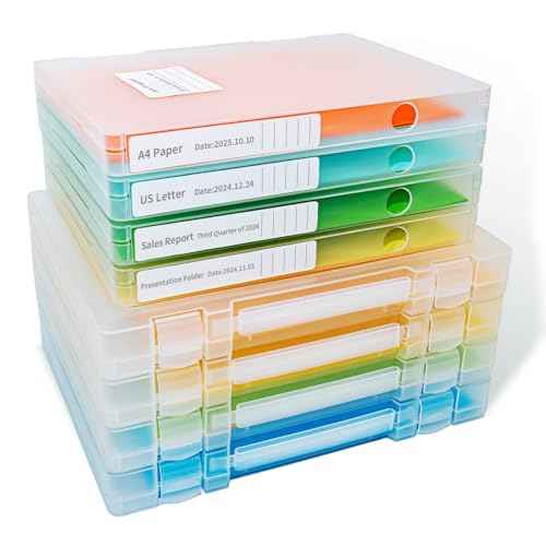 8 Packs Paper Storage Boxes, Plastic Multi-Purpose Thick Scrapbook Storage Box for Office,Craft or Art Supplies, 8.5 x 11 Plastic Portable Project Case for US letter Size and A4 paper