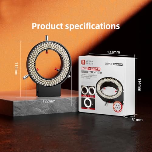 144 LED Ring Light for Microscope & Camera - Adjustable Brightness