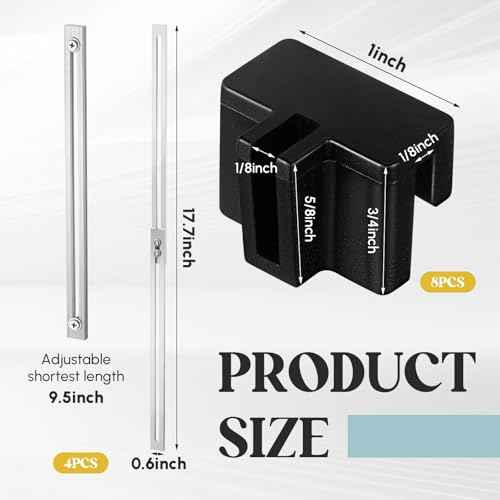 12 Pcs Metal Adjustable File Cabinet Rails Set Include 8 Hanging File Rail Clips 4 Cabinet Dividers Bars Suitable for Cabinets with Drawer Thickness Less Than 1/8 Inch(Silver,10-18 Inch)