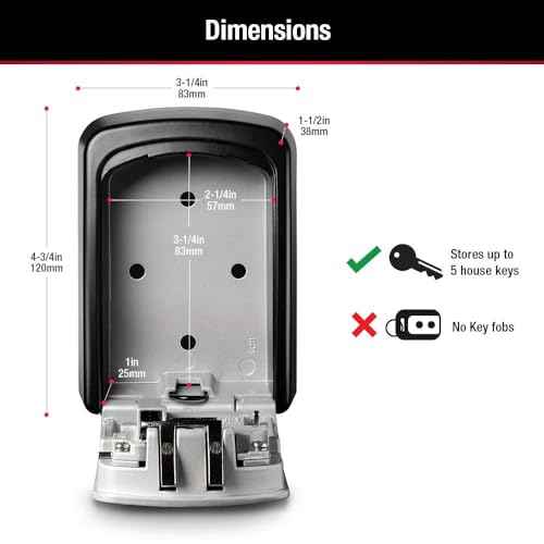 Master Lock Set Your Own combination Wall Mount Lock Box, 5 Key capacity, Black 5401EC