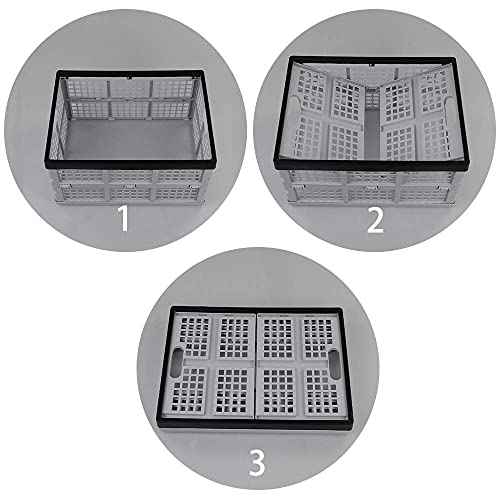 34 L Foldable Plastic Collapsible Crate, Stackable Storage Crate, 3 Packs