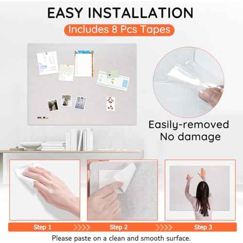 DOLLAR BOSS Large Bulletin Board 60" x 36" Foldable Felt Cork Board, Decorative Pin Board for Wall 5' x 3' Photo Display Board for Office Home School with 20 Pins, Beige