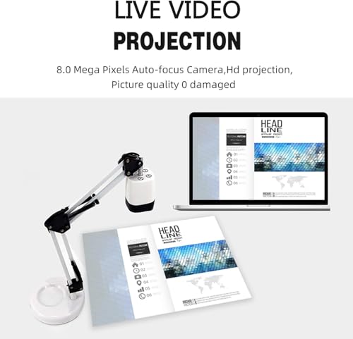 8MP Document Camera for Teachers with Auto-Focus & LED Light for Distance Learning