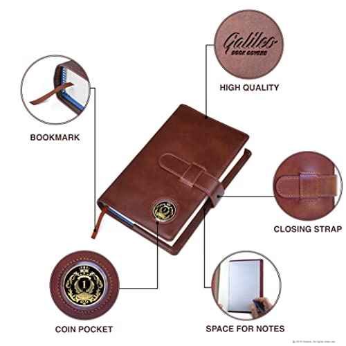 GALILEO¢ç Single AA Big Book Cover | PU Leather AA Book Covers for Hardcover | Medallion Holder | AA Gift | Alcoholics Anonymous | Premium Design (Plain/Coin Pocket/Brown)