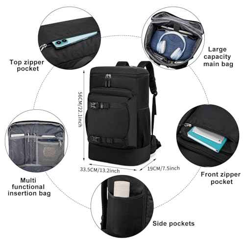 Asenlin Travel Backpack for Women Men,40L Extra Large Hiking Backpack 17 Inch Carry on Backpack Water Resistant for Casual Daypack Gym Backpack-Black