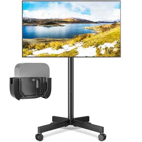 5Rcom Strong Tall Rolling TV Stand for 23-65 Inch TVs up to 88 lbs, Height Adjustable &Tilt Mobile TV Cart for Optimal Viewing Angle, Portable TV Stand with Locking Silent Wheels for Home and Outdoor