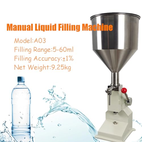 Manual Liquid Filling Machine 10L Hopper Stainless Steel Bottle Filler 5-60ml