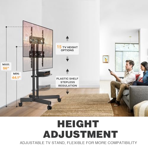 Mobile TV Stand with Upgraded 360° Locking Wheels, Fits 32-75 Inch TVs (Up to 88 lbs) - TAVR Furniture