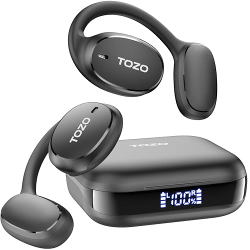 TOZO OpenEgo Open Ear Bluetooth Earbuds Black 80H Sport Headphones