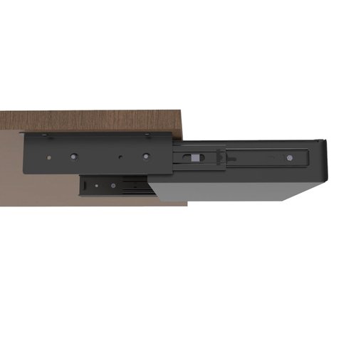 QiaoYoubang 13 Inch Wide Under Desk Sliding Drawer- Pull Out Storage Organizer with Handle at office or home for Sit Standing Workstation, Black