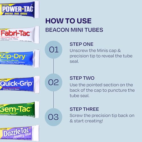 Beacon Gem-Tac 0.17 oz Rhinestone Glue – 3 Pack, Clear Drying, Fine Tip