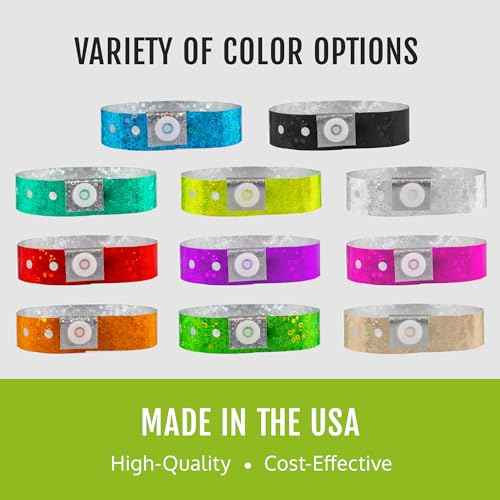 500 WristCo Variety Pack Holographic Plastic Wristbands for Events ? Extended Wear, Glowing Color Prevents Reuse ? Premium-Grade Bracelets for Hospital & Medical ID, Party & VIP Identification