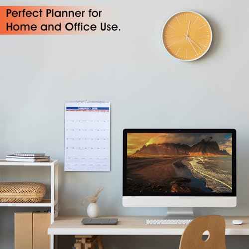 2026 Wall Calendar - January 2026 - December 2026, 12 Monthly Hanging Calendar, 2026 Planner, Size 11" x 17", Spiral Binding, Holidays, Julian Dates, Large Blocks, Twin-Wire Binding, Hanging Hook