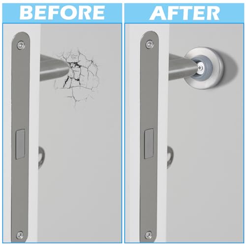 Pangda Concave Wall Door Bumper Stop Silver Stainless Steel Wall Door Bumper with 1-1/8 Inch Gray Round Rubber Protector Stops(Silver,40 Pieces)