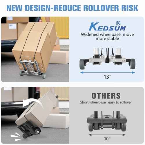 KEDSUM Mini Luggage Cart with Wheels Foldable, Lightweight Aluminum Trolley Cart with Wheels, Expandable Baseplate Foding Hand Truck Dolly, Small Backpack Portable Dolly for Airport Travel Moving Use