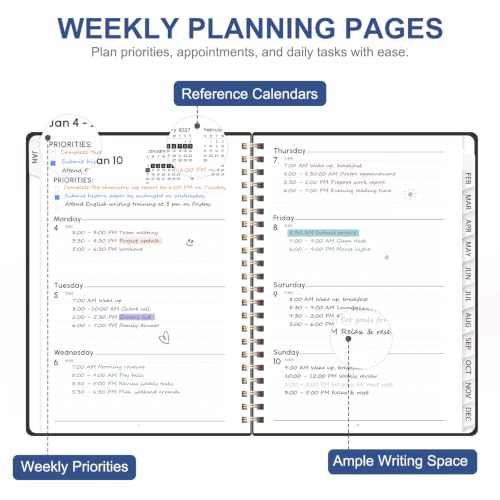 VALOME 2027 Weekly & Monthly Academic Planner, Black, 6.3x8.5 inches, Jan-Dec