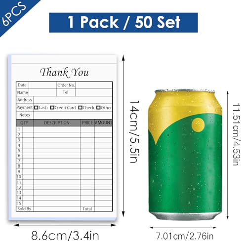 Thank You Receipt Book 6-Pack with Carbonless Copies, 300-Set - Variation: Thank You