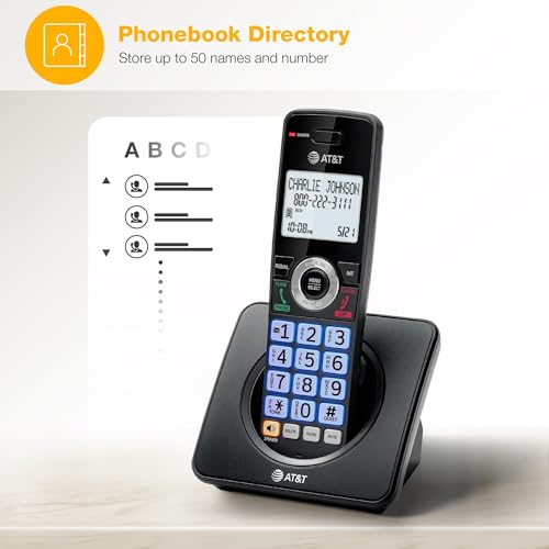 AT&T Black 3-Handset Landline Phone with Call Blocker & Caller ID, DECT 6.0