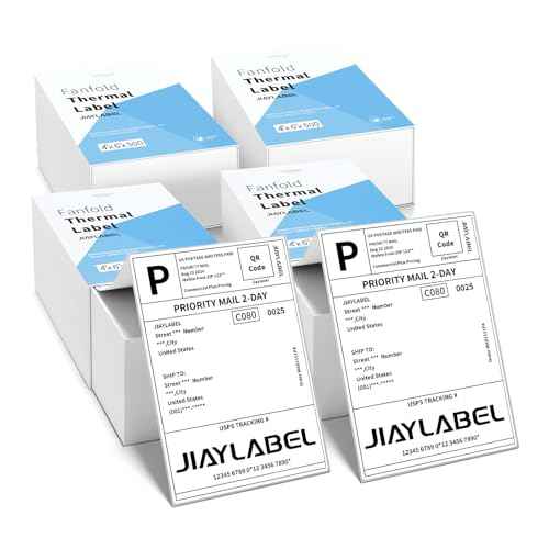 4x6 Thermal Shipping Label Paper for Thermal Label Printer USPS UPS Address Mailing Stickers Big Packing Fanfold White 500 Labels/Stack,4 Stacks, Total 2000PCS