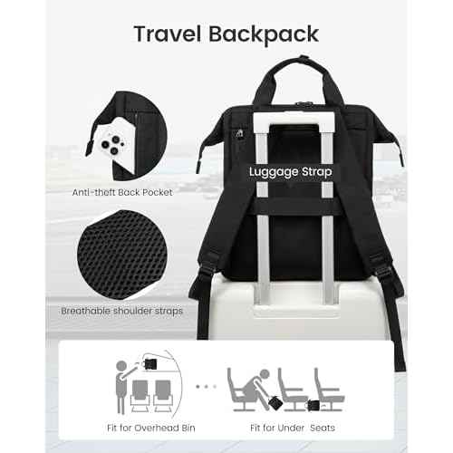 LOVEVOOK Laptop Backpack for Women, 15.6 Inch Work Business Backpacks Purse, Large Capacity Teacher Nurse Bag Work Travel Computer Backpacks, College Bookbag for School, Water Resistant Daypack, Black