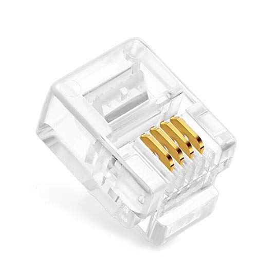 NECABLES 20Pack Telephone Modular Plug RJ11 6P4C Connector for Phone Line Cord (Compatible with Both Solid and Stranded Wire)
