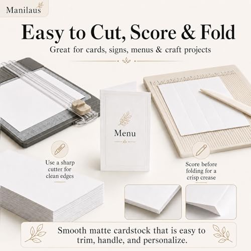 White Cardstock 8.5 x 11 / 8 1/2" x 11" Heavy 80 lb, 30 Sheets - Manilaus