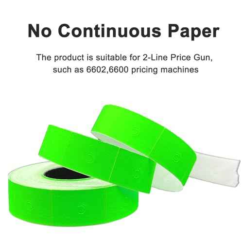 Generic 2-Line Price Gun Labels, 40 Rolls, Green, Universal for MX-6602, MX-6600, YH-689 & More, 20000 Labels