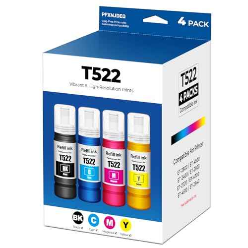 522 Ink Refill Bottles Eco Tank ET-2800 ET-2400 ET-4800 Ink Refill Compatible for E-pson 522 Ink Refill Bottles 4-Pack for ET-2800 ET-2400 ET-4800 ET-2400 ET-2803 ET-2720 ET-4700 ET-4810 2840 Printer