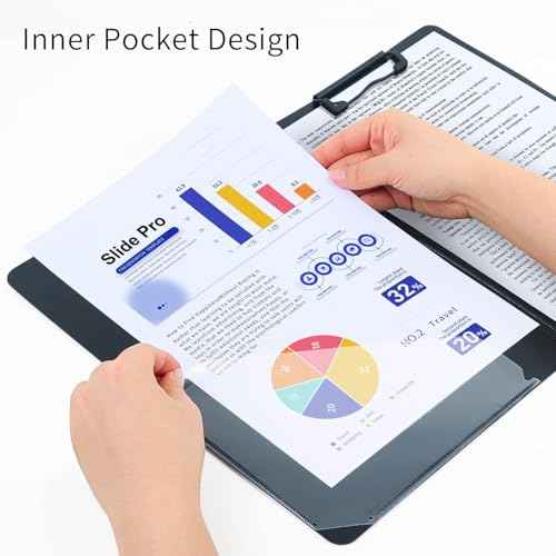 A4 Clipboard Folder,10 Pack Foldable Clipboards with Pocket for Business,Office,School or Restaurant (Black)