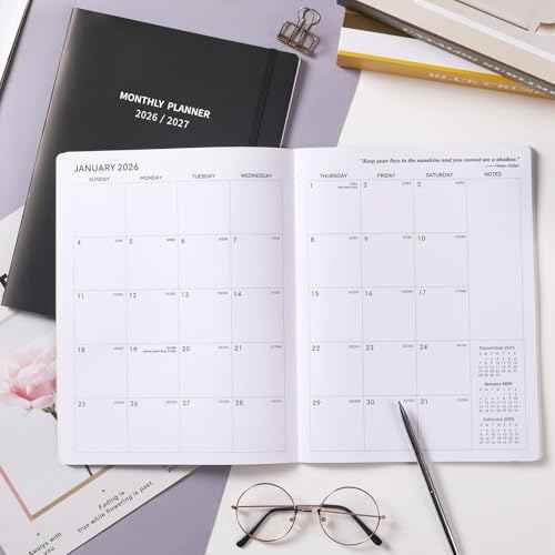 2026-2027 Monthly Planner/Calendar - 2 Year Calendar 2026-2027, Jan. 2026 - Dec. 2027, 9'' ¡¿ 11'', 24 Months Planner with Embossed Cover, Inner Pocket, Premium Paper, Elastic Closure
