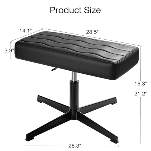 VECELO Under Desk Footrest Black – PU Ergonomic Foot Rest with Height Adjustable Support