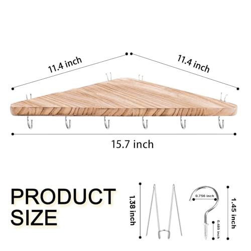 16.5in Wooden Corner Shelf with Hook for Cubicles - Office Desk Organizer
