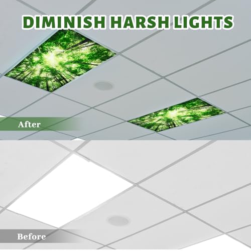 Funtery 10 Pcs Fluorescent Light Covers Greenery – Magnetic Ceiling Lamp Shades