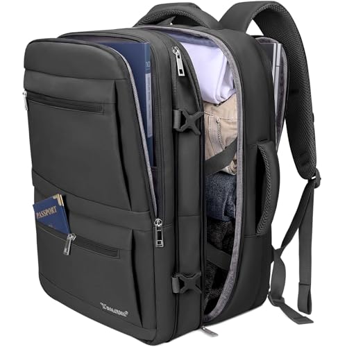 BALEINE Travel Backpack for Women Men, Large Sturdy Carry On Laptop Backpack Gifts for Business, Casual, Weekender, Hiking (XL, Black)