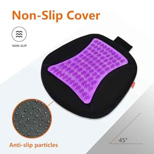Sojoy Purple Cooling Gel Seat Cushion,Memory Foam Office Chair Cushion for Back Pain Sciatica Tailbone Pain Relief,Chair Pad for Office Chairs,Wheelchairs,Car Truck Seats