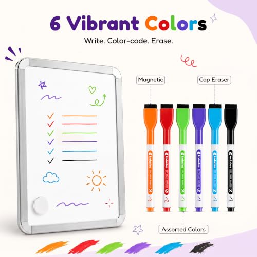 Magnetic Dry Erase Board for Fridge 8.5 x 11 Inches with 6 Markers - Kedudes