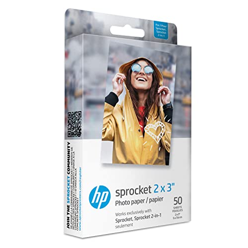 HP Sprocket 2x3" Premium Zink Sticky Back Photo Paper (50 Sheets)