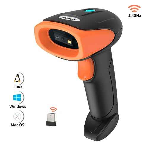 Sumicor QR Code Scanner, Wireless 2D Barcode Scanner Data Matrix PDF417 UPC Automatic Scanning Handheld Bar Code Scanner for Library Warehouse Inventory Store