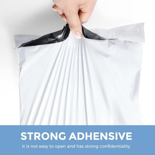 White Poly Mailers 12x15.5 inches - 100 Pack Shipping Bags for Clothes