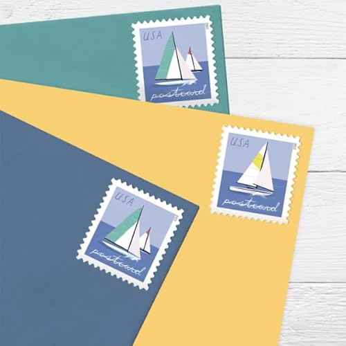 Sailboats Postcard Stamps (2 Sheets (40 Stamps))